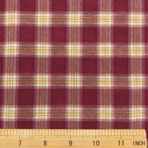 Wine Red and Orange Plaid Fabric 113302
